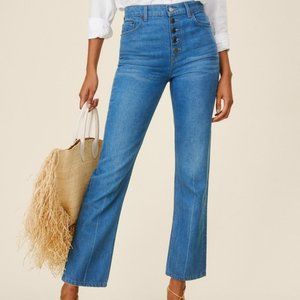 Cynthia Button Fly High Rise Straight Jeans in Zenia
